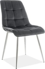 Sedia Chic in velluto nero/cromo - L47 x H41 x H87 cm