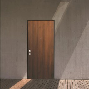 Porta blindata YALE Iron L 80 x H 210 cm in melaminico noce/bianco, apertura spingere a destra, falso telaio incluso