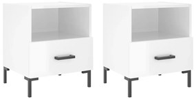 Comodini 2 pz Bianco Lucido 40x35x47,5 cm in Legno Multistrato