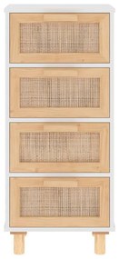 Credenza bianca 40x30x90cm legno massello pino rattan naturale