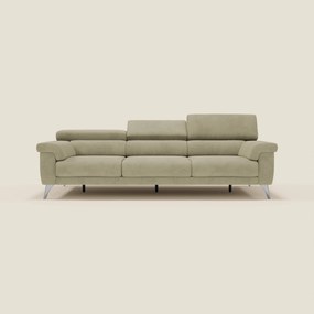 Raffaello divano con 3 sedute allungabili e poggiatesta reclinabili in microfibra smacchiabile T11 beige