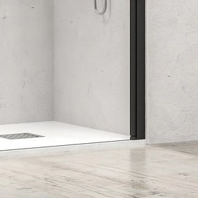 Kamalu - porta doccia per nicchia 80-85 cm doppio battente profili neri kn-saloon