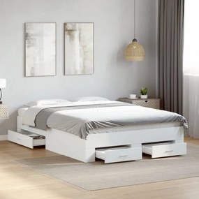 Giroletto Con Cassetti Bianco 140x190 Cm İn Legno Multistrato /