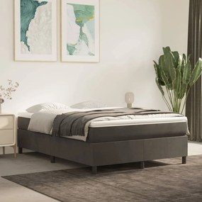 Giroletto A Molle Con Materasso Grigio Scuro 140x200 Cm Velluto /