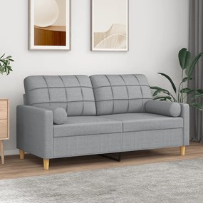 Divano A 2 Posti Con Cuscini Grigio Chiaro 140 Cm İn Tessuto /
