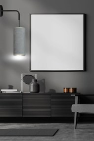 Applique 1 Luce Bente In Acciaio Nero E Paralume Grigio E Oro