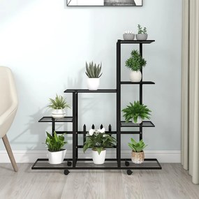 Portapiante Con Ruote 94,5x25x92,5 Cm Nero İn Metallo /