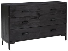 Credenza nera 110x35x70 cm in legno massello di pino