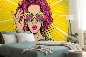 Carta da parati – Donna con capelli rosa