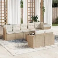 Set Divano da Giardino 9 pz con Cuscini Beige in Polyrattan 3219218