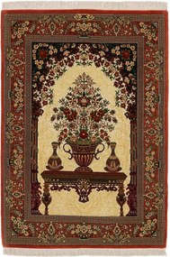 Ghom Tappeto 110 x 150 Rosso (Iran) Annodato A Mano