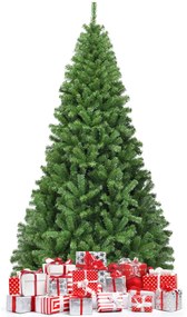 Costway Albero di Natale con aghi in PVC struttura con cerniere base di metallo, Albero di Natale non illuminato 225cm