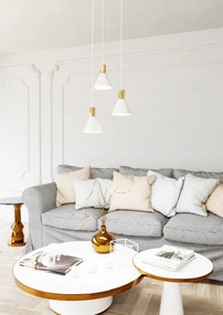 Lampada a sospensione in acciaio ROSA 3 nero/bianco e oro 3xE14