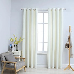 Tende Oscuranti Con Anelli 2 Pz Crema İn Velluto 140x225 Cm /