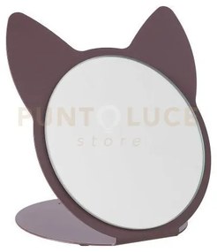 Specchio da tavolo di design cat viola ametista in ferro e vetro pe...