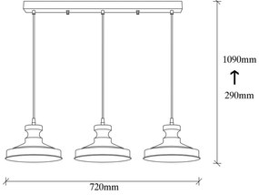 Opviq Lampada a sospensione Berceste 182-S1 a 3 luci nero/oro