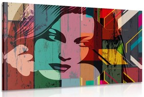 Stampa su tela – Ritratto di donna su sfondo colorato