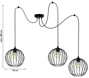 Lampadario a sospensione con filo MATT 3xE27/60W/230V ragno
