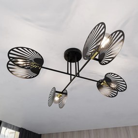 Plafoniera Moderna Patroclo Acciaio Nero 4 Luci E27 Ip20