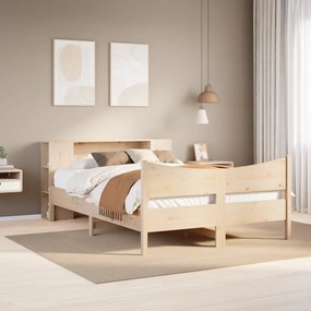 Letto Senza Materasso 140x190 Cm İn Legno Massello Di Pino /
