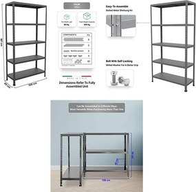 Scaffale in Metallo 5 Ripiani 100x40x187 cm  Ettore Antracite...