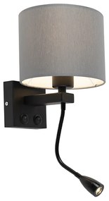 Applique moderna nera con paralume grigio - Brescia