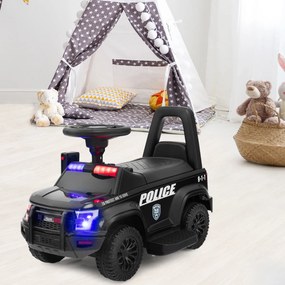 Costway Auto della polizia giocattolo alimentata a batteria, Cavalcabile per bambini con megafono laterale clacson