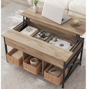 Tavolino da salotto con piano alzabile NYRO marrone/nero