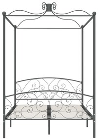 Letto a baldacchino grigio in metallo 140x200 cm