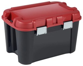 Scatola di plastica rossa e nera con coperchio 59x39,5x36 cm Totem - Curver