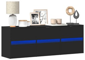 Mobile Tv A Parete Con Luci Led Nero 130x31x45 Cm /