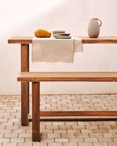 Kave Home - Runner da tavola Vilat beige con frange 46 x 140 cm