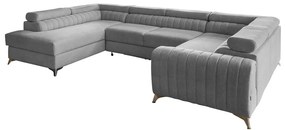 Divano angolare grigio chiaro allungabile/con contenitore (con penisola a sinistra/a U) Louis – ELTAP