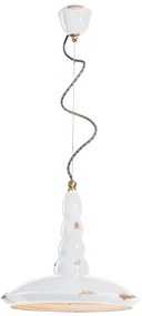 Lampadario Vintage Vague Vintage Ferro E Ceramica Bianco 1 Luce E27 40Cm