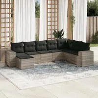 Set Divano da Giardino 8pz con Cuscini Grigio Chiaro Polyrattan 3255299