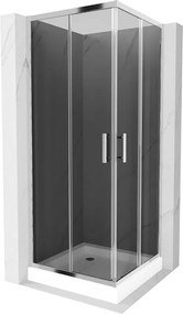 Mexen Rio cabina doccia quadrata 70 x 70 cm, grafite, cromo + piatto doccia Rio, bianco - 860-070-070-01-40-4510