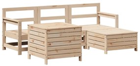 Set divani da giardino 5 pz in legno massello di pino