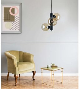 Lampadario a sospensione con filo TUBE 3xE27/60W/230V nero/fumé beige