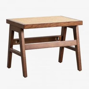 Sgabello Basso In Frassino E Rattan Lali Legno Scuro - Sklum