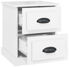 Comodini 2 pz Bianco Lucido 39x39x47,5 cm in Legno Multistrato