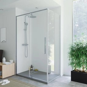 Pannello laterale per box doccia Fit L 100 x H 200cm, Sp. 8 mm vetro senza finitura / trasparente con profilo in alluminio cromato
