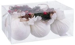 Palle di Natale Bianco Multicolore Vellutino Foam 6 x 6 x 6 cm (6 Unità)