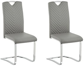 Set di 2 sedie pelle sintetica grigio chiaro PICKNES Beliani