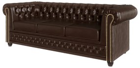 Divano letto marrone scuro in similpelle 203 cm York - Ropez