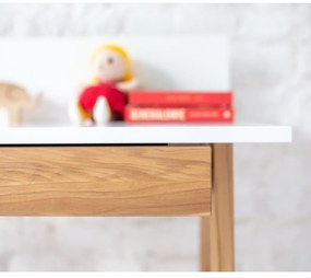 Scrivania bianca con base in frassino, lunghezza 65 cm Luka - Ragaba