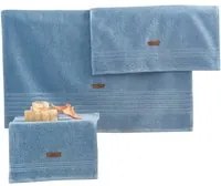 Set 3 asciugamani bagno cotone Wellness blu