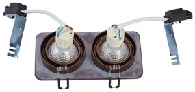 Set di 6 faretti da incasso arrotondati bronzo scuro GU10 50mm orientabili e inclinabili IP44 2 luci - Alberto