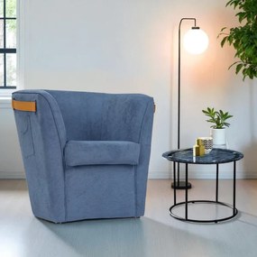 Poltrona Blu in tessuto antimacchia con tasche decorative