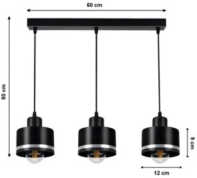Lampadario a sospensione con filo BODO SILVER 3xE27/60W/230V