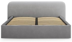 Letto matrimoniale imbottito grigio chiaro con contenitore e rete inclusi 200x200 cm Elizabeth – Micadoni